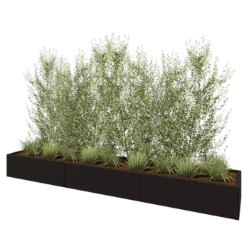 Stalen plantenbak XXL - Rechthoek - 300 x 50 x 30 cm - RAL9005 mat (zwart) - Met bodemplaat