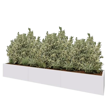Stalen plantenbak XXL - Rechthoek - 300 x 50 x 40 cm - RAL9010 mat (wit) - Met bodemplaat