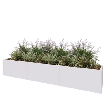 Stalen plantenbak XXL - Rechthoek - 300 x 50 x 50 cm - RAL9010 mat (wit) - Met bodemplaat