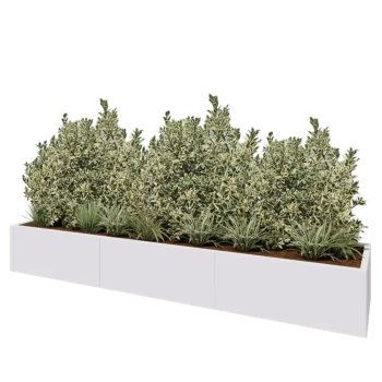 Stalen plantenbak XXL - Rechthoek - 300 x 60 x 40 cm - RAL9010 mat (wit) - Met bodemplaat