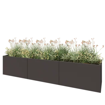 Stalen plantenbak XXL - Rechthoek - 300 x 60 x 60 cm - RAL7016 mat (antraciet grijs) - Met bodemplaat