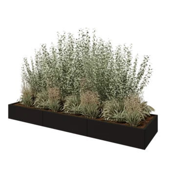 Stalen plantenbak XXL - Rechthoek - 300 x 80 x 30 cm - RAL9005 mat (zwart) - Zonder bodemplaat