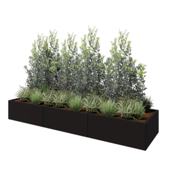 Stalen plantenbak XXL - Rechthoek - 300 x 80 x 40 cm - RAL9005 mat (zwart) - Zonder bodemplaat