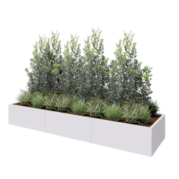 Stalen plantenbak XXL - Rechthoek - 300 x 80 x 40 cm - RAL9010 mat (wit) - Zonder bodemplaat