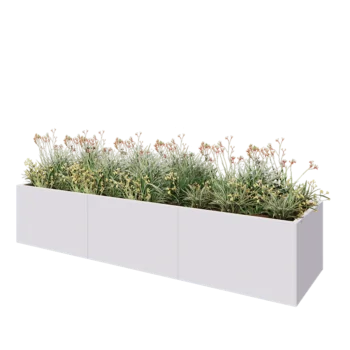 Stalen plantenbak XXL - Rechthoek - 300 x 80 x 60 cm - RAL9010 mat (wit) - Met bodemplaat