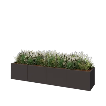 Stalen plantenbak XXL - Rechthoek - 320 x 60 x 60 cm - Andere RAL kleur - Met bodemplaat