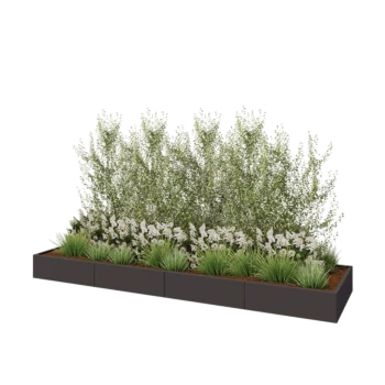 Stalen plantenbak XXL - Rechthoek - 400 x 100 x 30 cm - RAL7016 mat (antraciet grijs) - Met bodemplaat