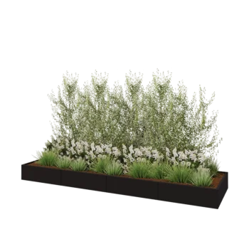 Stalen plantenbak XXL - Rechthoek - 400 x 100 x 30 cm - RAL9005 mat (zwart) - Met bodemplaat