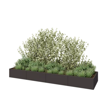 Stalen plantenbak XXL - Rechthoek - 400 x 100 x 40 cm - RAL7016 mat (antraciet grijs) - Met bodemplaat