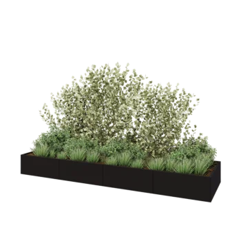 Stalen plantenbak XXL - Rechthoek - 400 x 100 x 40 cm - RAL9005 mat (zwart) - Zonder bodemplaat