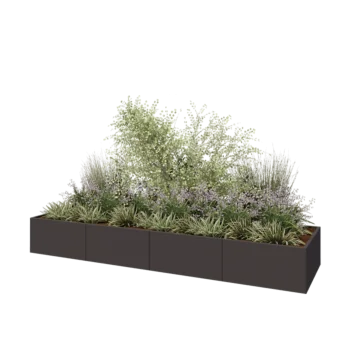 Stalen plantenbak XXL - Rechthoek - 400 x 100 x 50 cm - RAL7016 mat (antraciet grijs) - Met bodemplaat