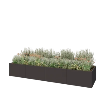 Stalen plantenbak XXL - Rechthoek - 400 x 100 x 60 cm - RAL7016 mat (antraciet grijs) - Met bodemplaat