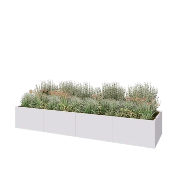 Stalen plantenbak XXL - Rechthoek - 400 x 100 x 60 cm - RAL9010 mat (wit) - Zonder bodemplaat