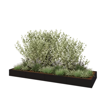 Stalen plantenbak XXL - Rechthoek - 400 x 120 x 30 cm - RAL9005 mat (zwart) - Zonder bodemplaat