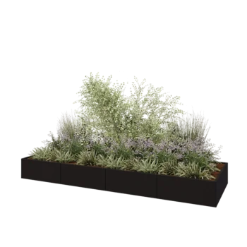 Stalen plantenbak XXL - Rechthoek - 400 x 120 x 40 cm - RAL9005 mat (zwart) - Zonder bodemplaat