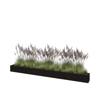 Stalen plantenbak XXL - Rechthoek - 400 x 30 x 30 cm - RAL9005 mat (zwart) - Zonder bodemplaat