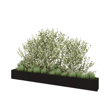 Stalen plantenbak XXL - Rechthoek - 400 x 30 x 40 cm - RAL9005 mat (zwart) - Zonder bodemplaat