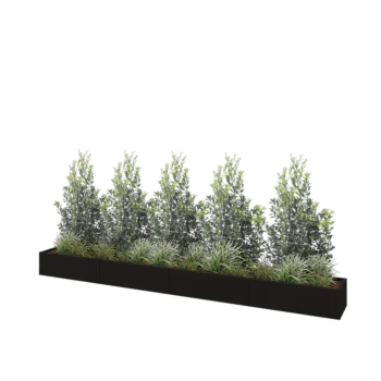 Stalen plantenbak XXL - Rechthoek - 400 x 40 x 30 cm - RAL9005 mat (zwart) - Met bodemplaat