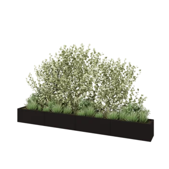 Stalen plantenbak XXL - Rechthoek - 400 x 40 x 40 cm - RAL9005 mat (zwart) - Zonder bodemplaat