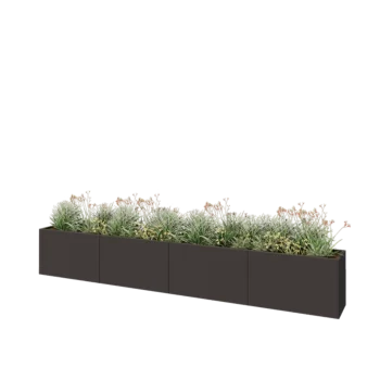 Stalen plantenbak XXL - Rechthoek - 400 x 40 x 60 cm - Andere RAL kleur - Met bodemplaat