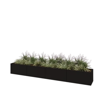 Stalen plantenbak XXL - Rechthoek - 400 x 50 x 50 cm - RAL9005 mat (zwart) - Zonder bodemplaat