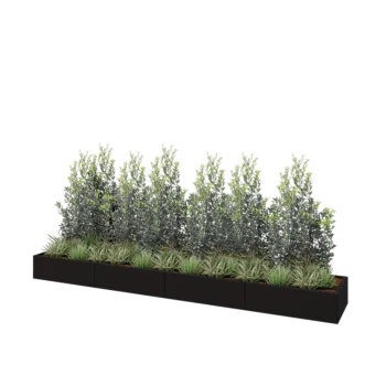 Stalen plantenbak XXL - Rechthoek - 400 x 60 x 30 cm - RAL9005 mat (zwart) - Met bodemplaat