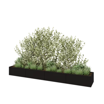 Stalen plantenbak XXL - Rechthoek - 400 x 60 x 40 cm - RAL9005 mat (zwart) - Zonder bodemplaat