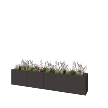 Stalen plantenbak XXL - Rechthoek - 400 x 60 x 80 cm - RAL7016 mat (antraciet grijs) - Met bodemplaat