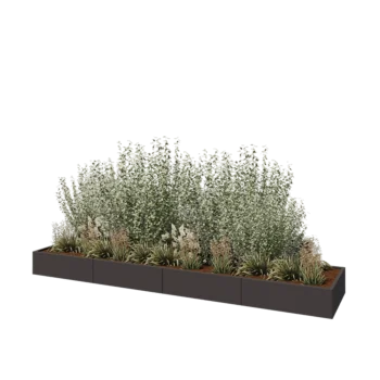 Stalen plantenbak XXL - Rechthoek - 400 x 80 x 30 cm - RAL7016 mat (antraciet grijs) - Zonder bodemplaat