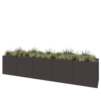 Stalen plantenbak XXL - Rechthoek - 500 x 100 x 100 cm - RAL7016 mat (antraciet grijs) - Met bodemplaat