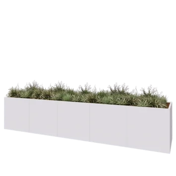 Stalen plantenbak XXL - Rechthoek - 500 x 100 x 100 cm - RAL9010 mat (wit) - Zonder bodemplaat
