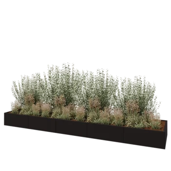 Stalen plantenbak XXL - Rechthoek - 500 x 100 x 40 cm - RAL9005 mat (zwart) - Zonder bodemplaat