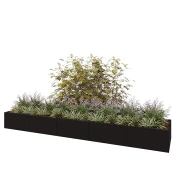 Stalen plantenbak XXL - Rechthoek - 500 x 100 x 50 cm - RAL9005 mat (zwart) - Met bodemplaat