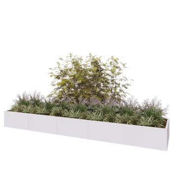 Stalen plantenbak XXL - Rechthoek - 500 x 100 x 50 cm - RAL9010 mat (wit) - Met bodemplaat