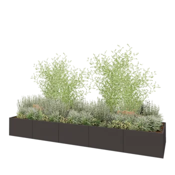 Stalen plantenbak XXL - Rechthoek - 500 x 120 x 60 cm - Andere RAL kleur - Met bodemplaat