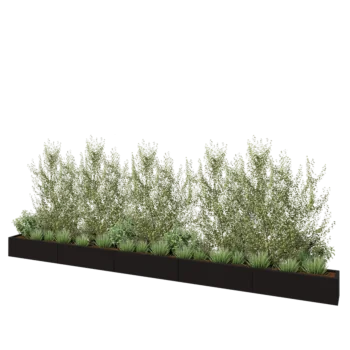 Stalen plantenbak XXL - Rechthoek - 500 x 30 x 30 cm - RAL9005 mat (zwart) - Met bodemplaat