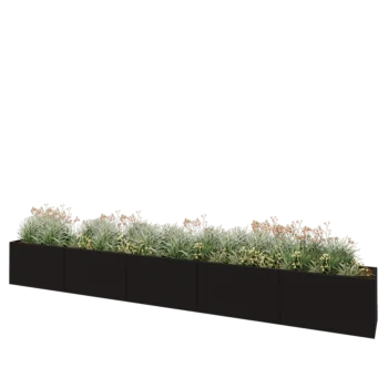 Stalen plantenbak XXL - Rechthoek - 500 x 50 x 60 cm - RAL9005 mat (zwart) - Met bodemplaat