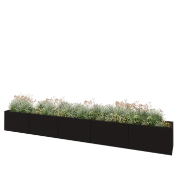 Stalen plantenbak XXL - Rechthoek - 500 x 60 x 60 cm - RAL9005 mat (zwart) - Zonder bodemplaat