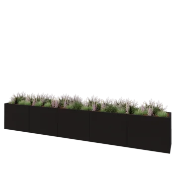 Stalen plantenbak XXL - Rechthoek - 500 x 60 x 80 cm - RAL9005 mat (zwart) - Met bodemplaat