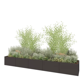 Stalen plantenbak XXL - Rechthoek - 500 x 80 x 60 cm - Andere RAL kleur - Met bodemplaat