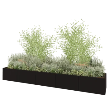Stalen plantenbak XXL - Rechthoek - 500 x 80 x 60 cm - RAL9005 mat (zwart) - Zonder bodemplaat