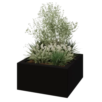 Polyester plantenbak - Vierkant - 80 x 80 x 40 cm - RAL9005 mat (zwart) - Met bodem