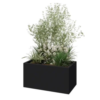 Polyester plantenbak - Rechthoek - 80 x 40 x 40 cm - RAL7021 mat (zwartgrijs) - Met bodem