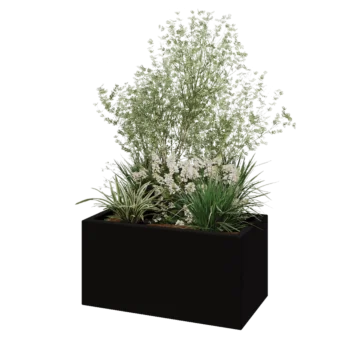 Polyester plantenbak - Rechthoek - 80 x 40 x 40 cm - RAL9005 mat (zwart) - Met bodem