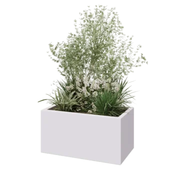 Polyester plantenbak - Rechthoek - 80 x 40 x 40 cm - RAL9010 mat (wit) - Met bodem