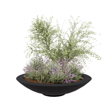 Polyester plantenbak - Schaal - Ø 153 x 34 cm - RAL7021 mat (zwartgrijs) - Met bodem