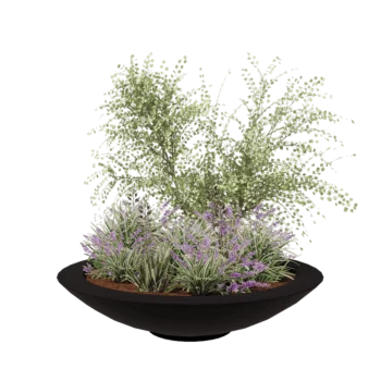 Polyester plantenbak - Schaal - Ø 153 x 34 cm - RAL9005 mat (zwart) - Met bodem