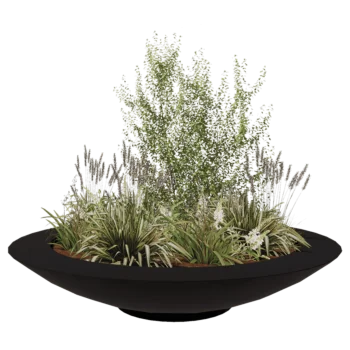 Polyester plantenbak - Schaal - Ø 200 x 40 cm - RAL9005 mat (zwart) - Met bodem