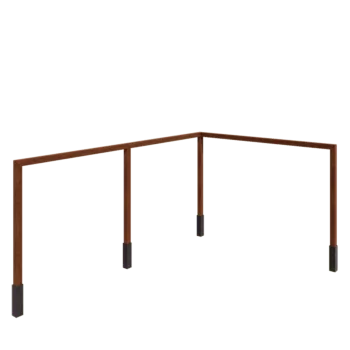 Cortenstaal pergola - Hoek - 600 x 412 x 242 cm - Met betonpoer