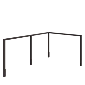 Stalen pergola - Hoek - 600 x 412 x 230 cm - RAL7016 mat (antraciet grijs) - Met betonpoer